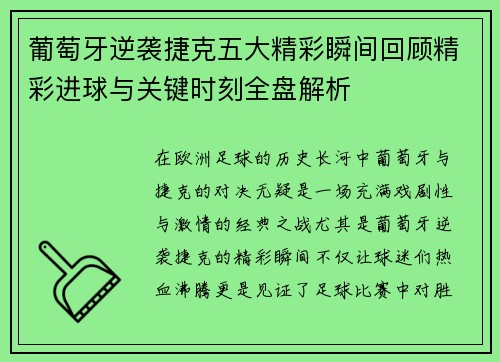 葡萄牙逆袭捷克五大精彩瞬间回顾精彩进球与关键时刻全盘解析